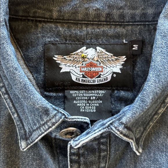 Harley-Davidson Vintage “Live to Ride” Denim Long Sleeve Button Up Shirt Size M - Picture 5 of 6